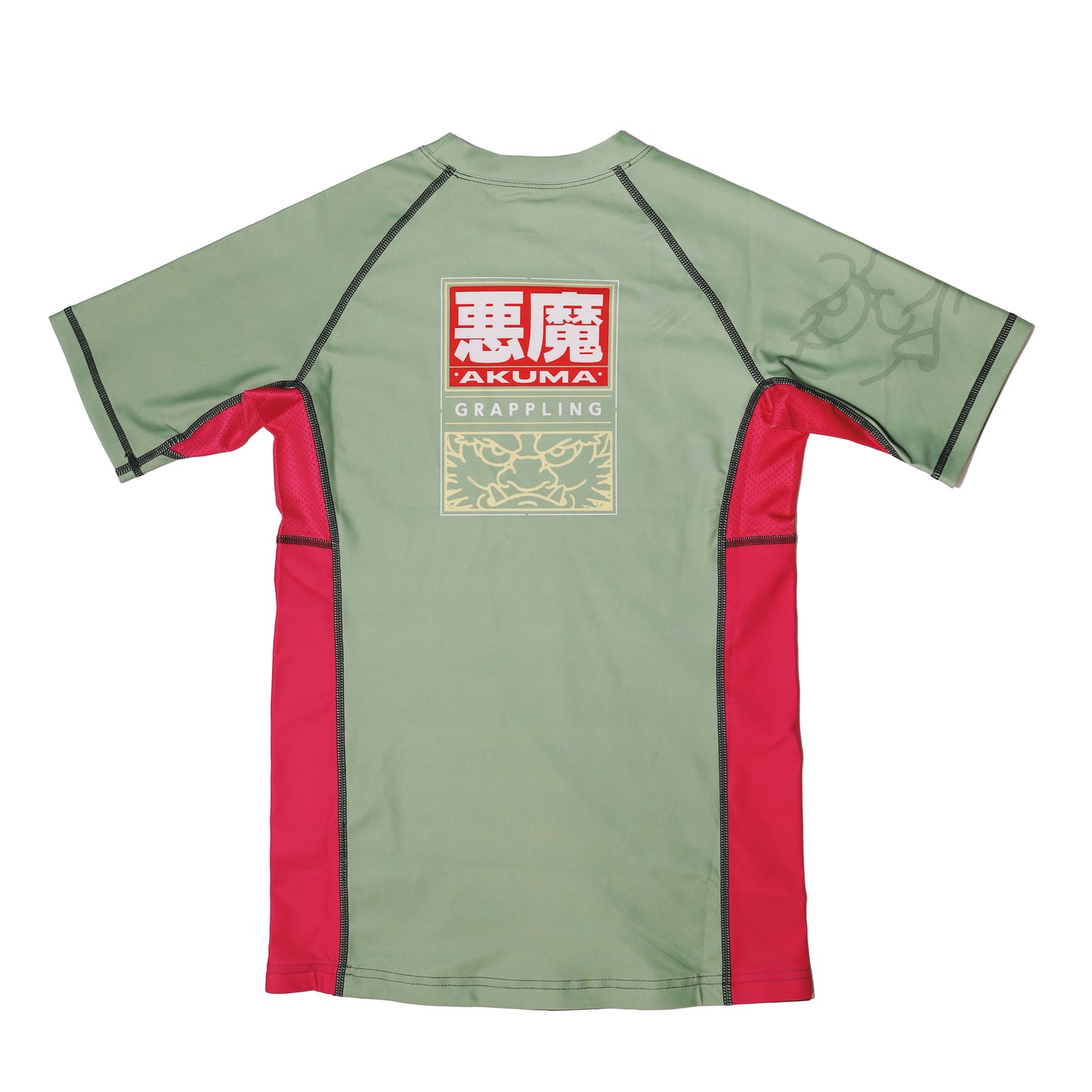 Oni Collection - Short Sleeve Women's Rash Guard – Green and Pink