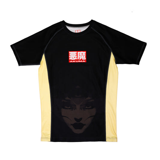 Disobey Collection - Short Sleeve Rash Guard - Black and Bone