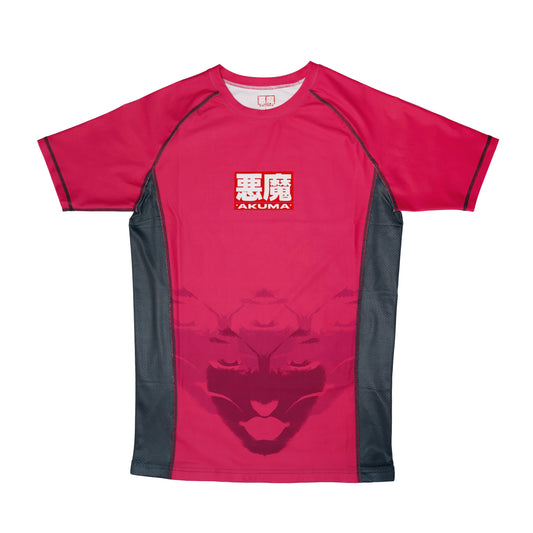 Disobey Collection - Short Sleeve Rash Guard - Pink and Grey