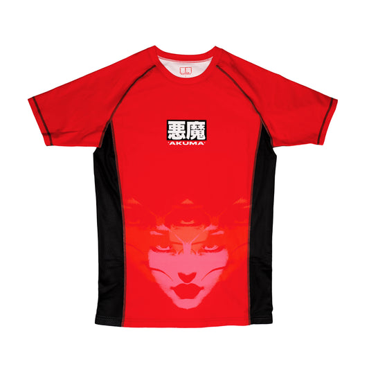 Disobey Collection - Short Sleeve Rash Guard - Red and Black
